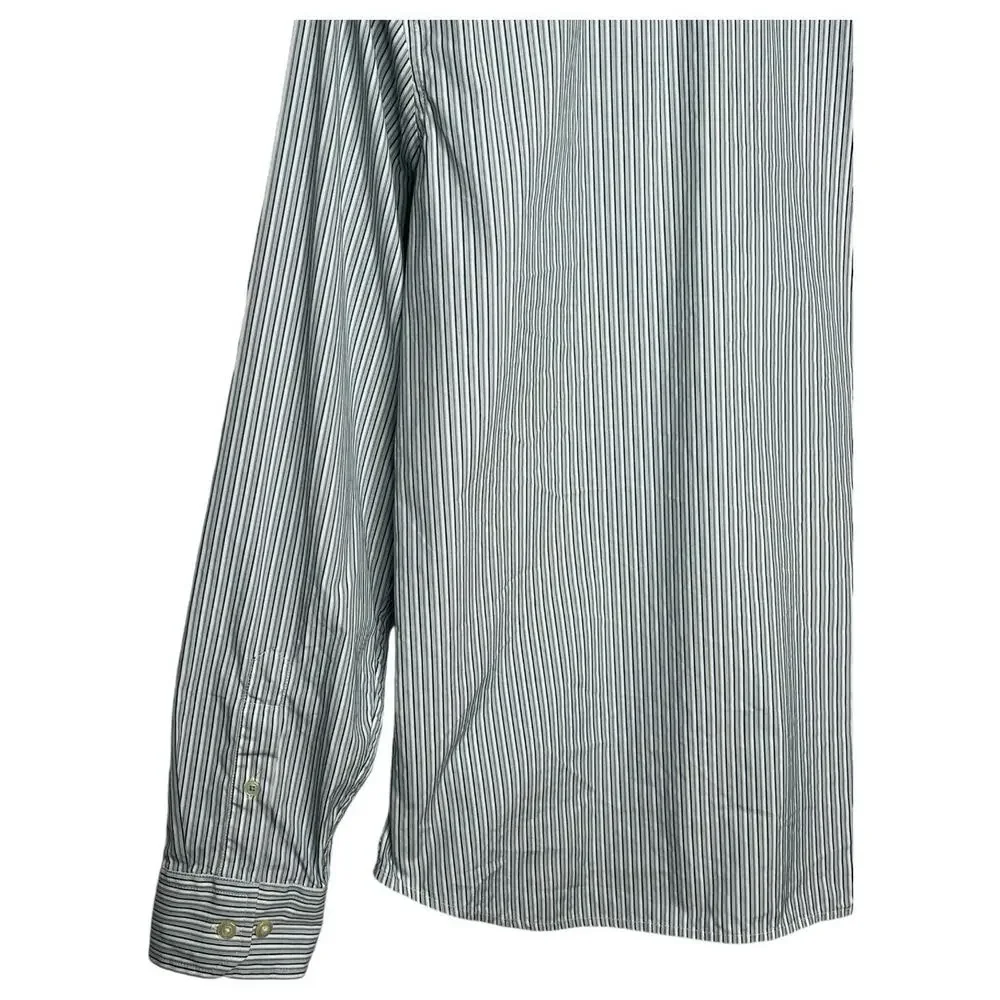New Banana Republic Shirt Mens M Slim Fit Striped Button Up Long Sleeve Green
